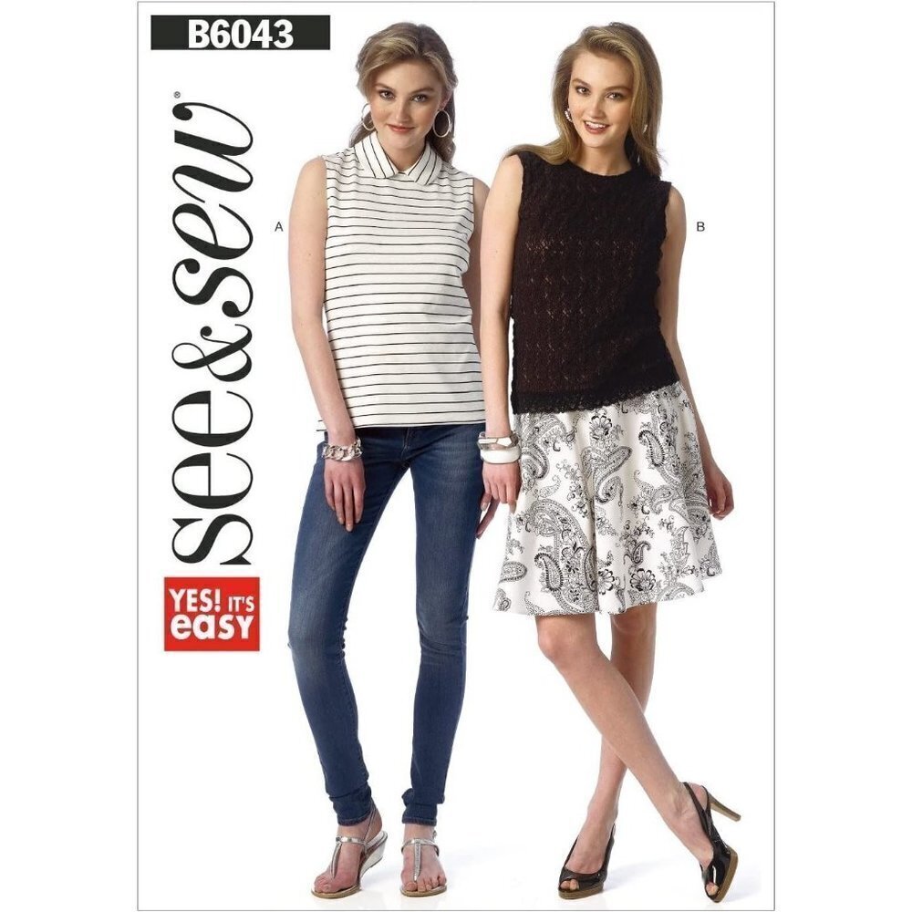 Butterick‎ Sewing Pattern Misses 6-22 B6043 Pullover Top Sleeveless Knit FF